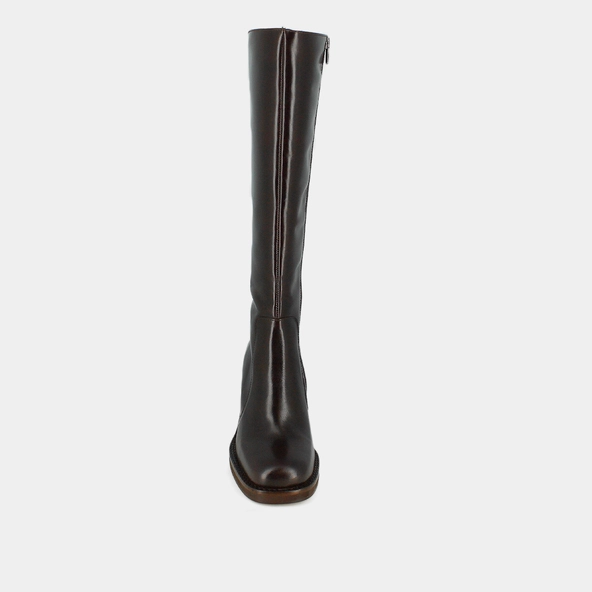 Bottes à talons débordants en cuir marron foncé taille mollet m | BRETZEL | Jonak