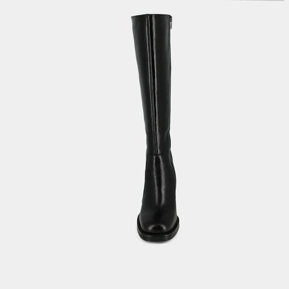 Bottes à talons débordants en cuir noir taille mollet m | BRETZEL | Jonak