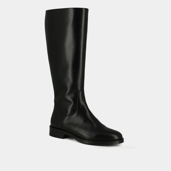 Bottes hautes en cuir noir taille mollet m | FLOWER | Jonak