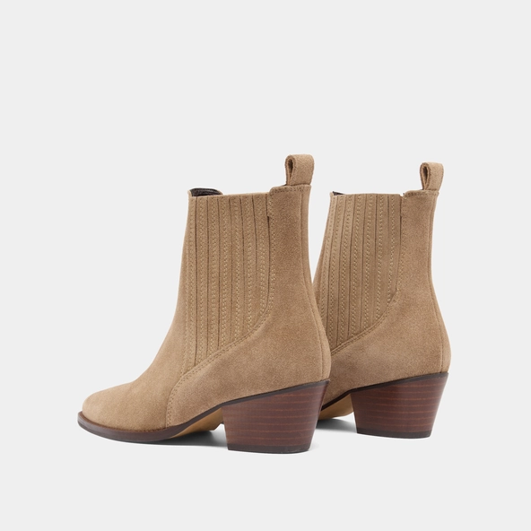 Boots à petits talons biseautés et élast... en croute taupe | BAILEY | Jonak