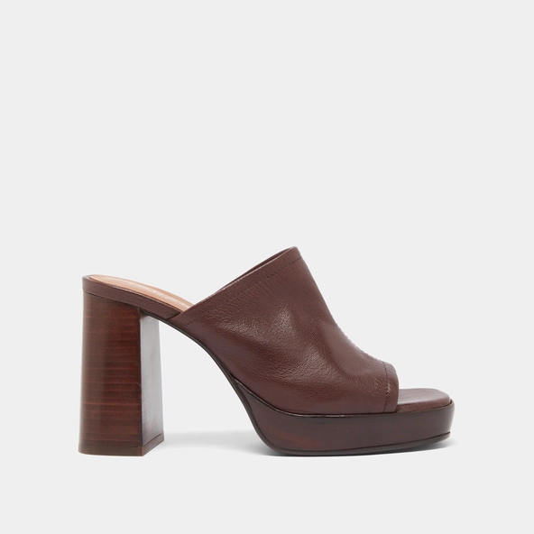 Mules &agrave; talons en cuir marron | BAYA | Jonak