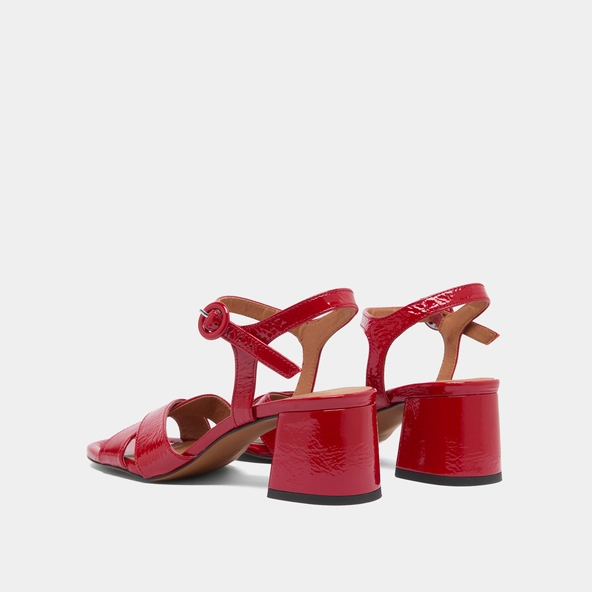 Sandales à talons en vernis plissé rouge | BRIELLA | Jonak