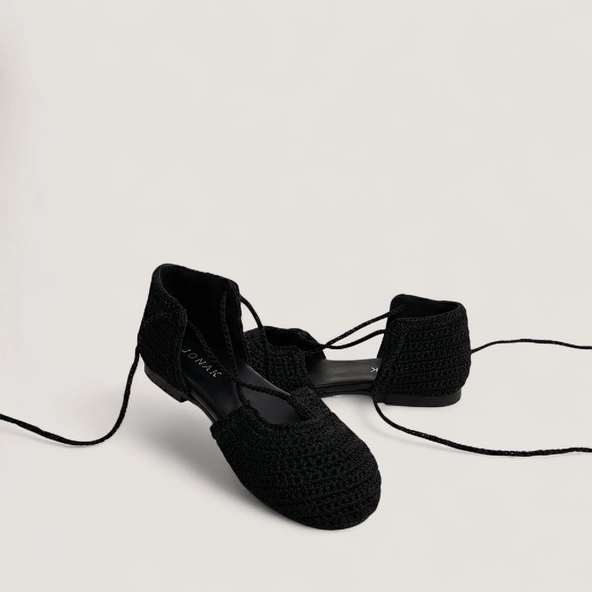 Ballerines à lacets en crochet noir | WULLY | Jonak