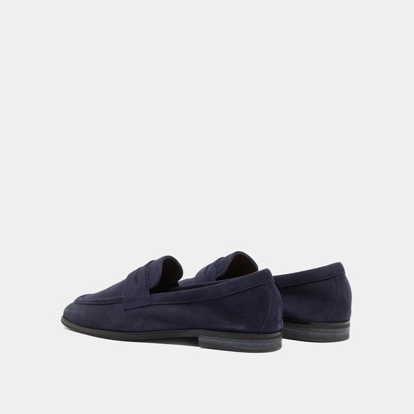 Mocassins à talons plats et bouts arrond... en velours marine | ACA | Jonak