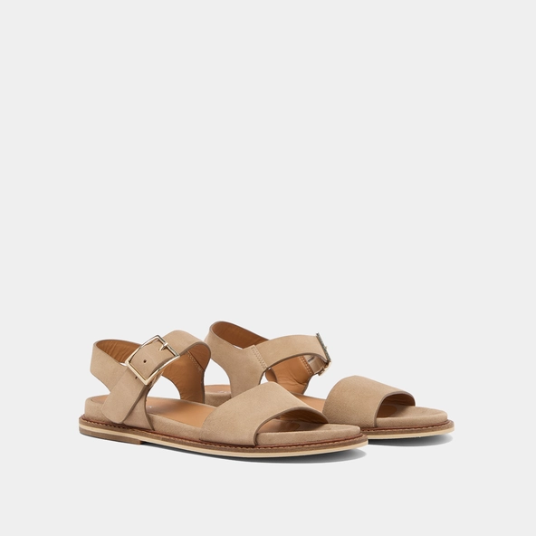 Sandales à brides et bouts ouverts en velours beige | ACCO | Jonak