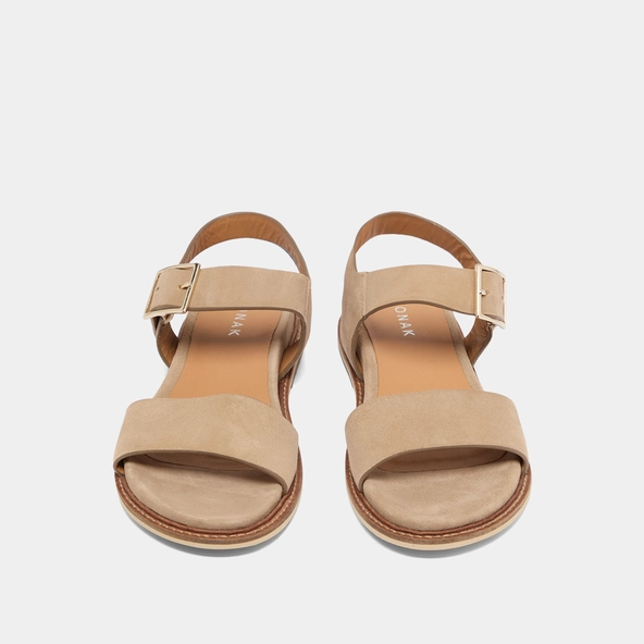 Sandales à brides et bouts ouverts en velours beige | ACCO | Jonak