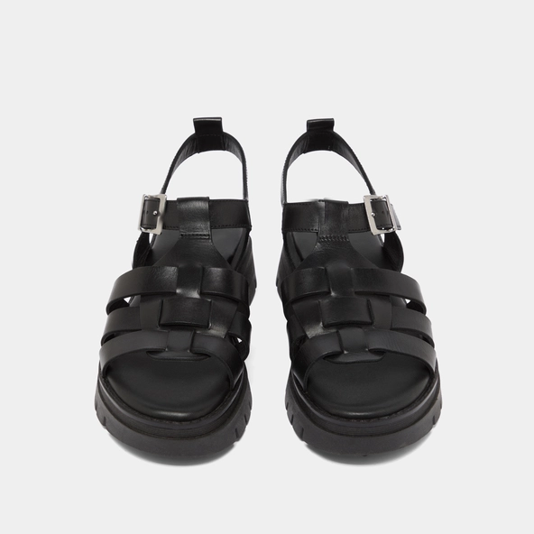 Sandales à semelles crantées en cuir noir | ANASTASIA | Jonak