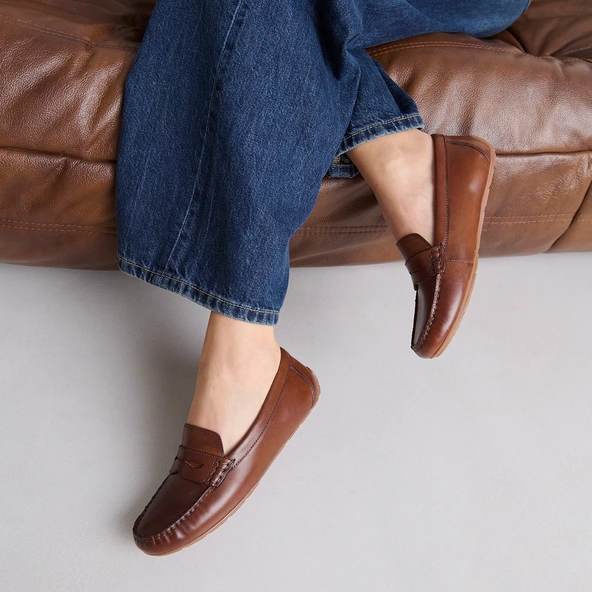 Mocassins froncés en cuir cognac | ANTONIA | Jonak