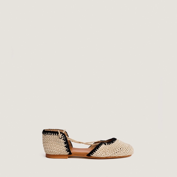 Ballerines à lacets en crochet beige et noir | WULLY | Jonak