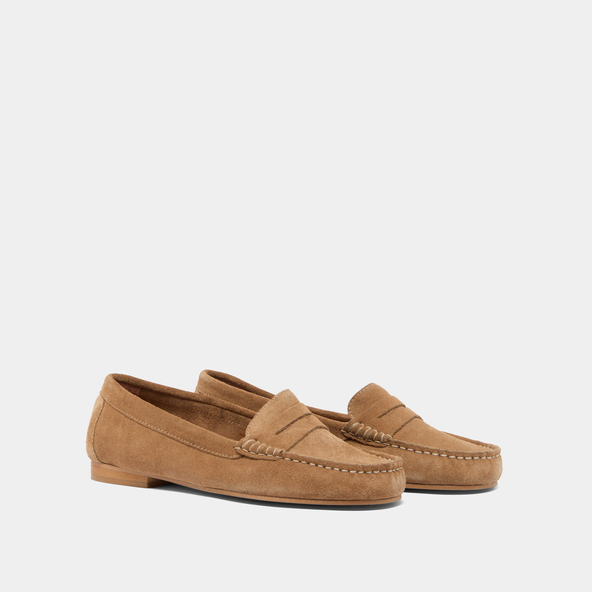 Mocassins à surpiqûres en croute beige | GREG | Jonak