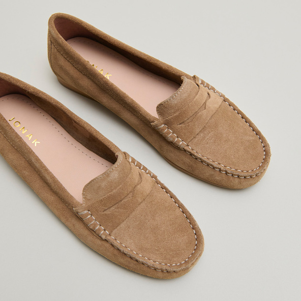 Mocassins à surpiqûres en croute beige | GREG | Jonak