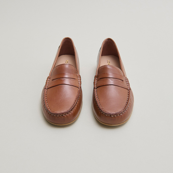 Mocassins à surpiqûres en cuir cognac | GREG | Jonak