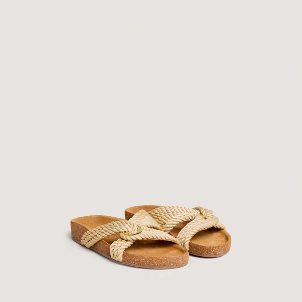 Mules à brides entrecroisées en corde beige | WACE | Jonak