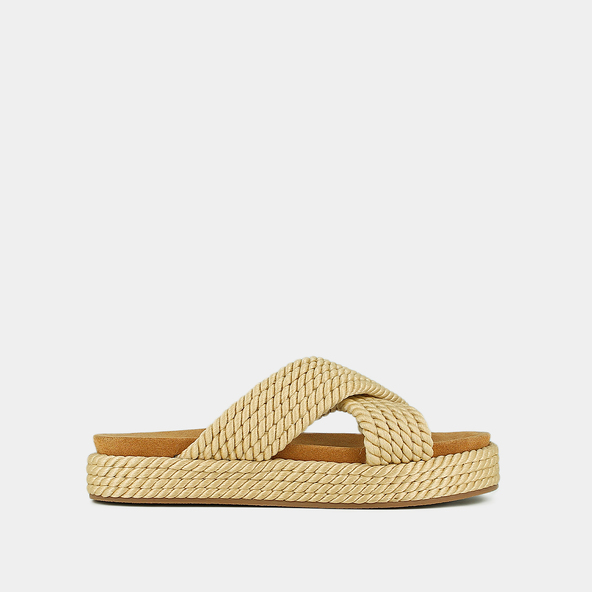 Mules à plateformes et brides entrecrois... en corde beige | WAELITO | Jonak