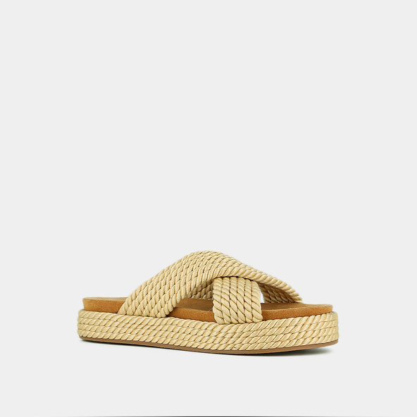Mules à plateformes et brides entrecrois... en corde beige | WAELITO | Jonak