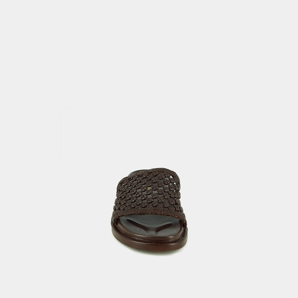 Mules ajourées en cuir marron foncé | WOZART | Jonak