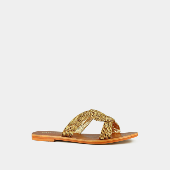 Mules plates en corde or | WAKI | Jonak