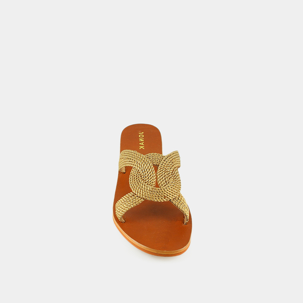 Mules plates en corde or | WAKI | Jonak