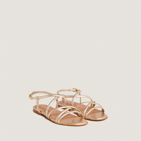 Nu-pieds &agrave; brides en cuir m&eacute;tallis&eacute; or | WAPO | Jonak