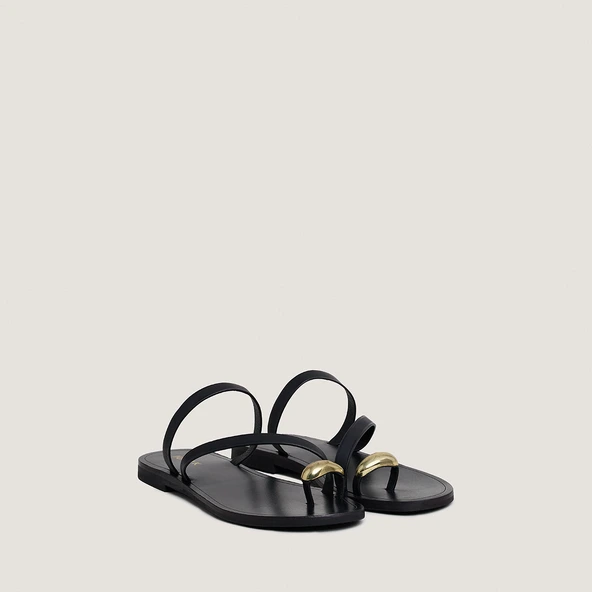Sandales à brides fines et détails doré... en cuir noir | WIFE | Jonak