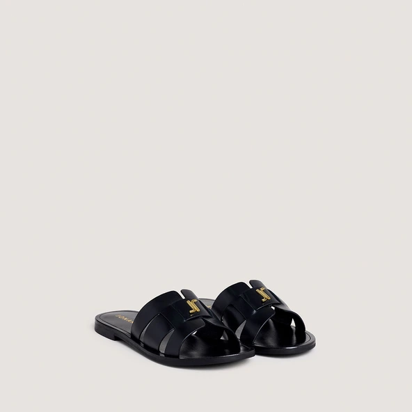 Sandales &agrave; monogrammes en cuir noir | WEIL | Jonak