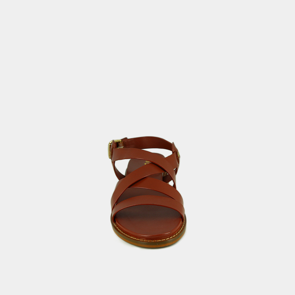 Sandales à brides entrecroisées et boucl... en cuir cognac | WOKY | Jonak