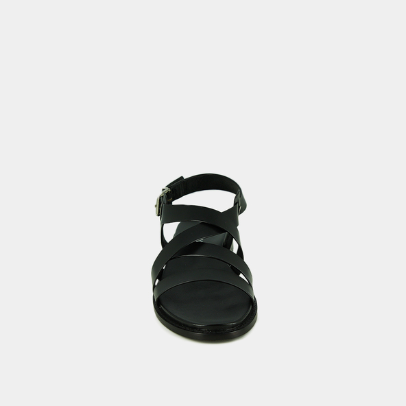 Sandales à brides entrecroisées et boucl... en cuir noir | WOKY | Jonak
