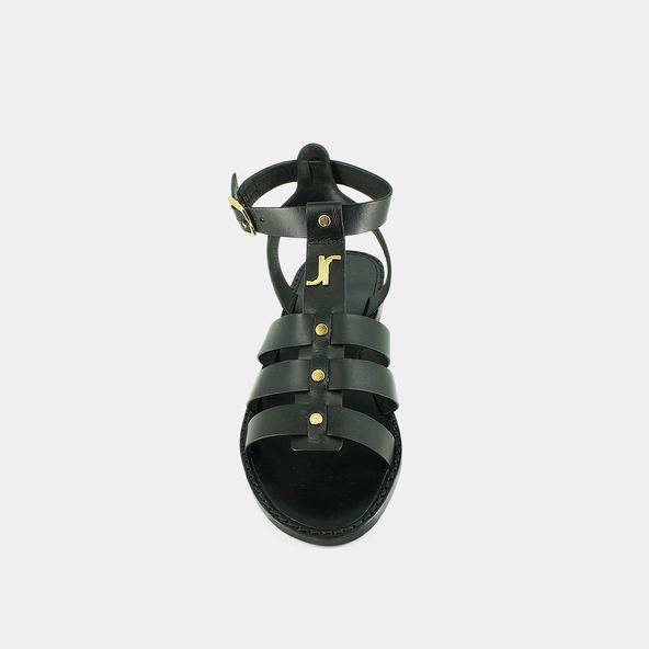 Sandales &agrave; monogrammes et boucles ajusta... en cuir noir | WAN | Jonak