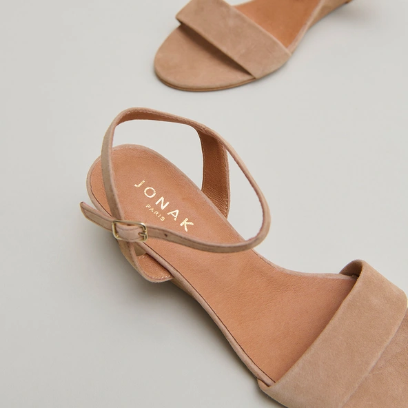Sandales compensées en velours camel | AGRUME | Jonak
