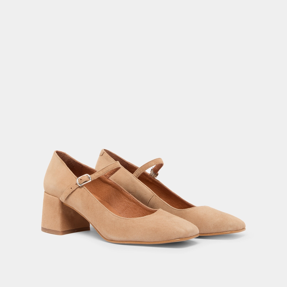 Babies &agrave; talons carr&eacute;s en velours camel | ALIENOR | Jonak