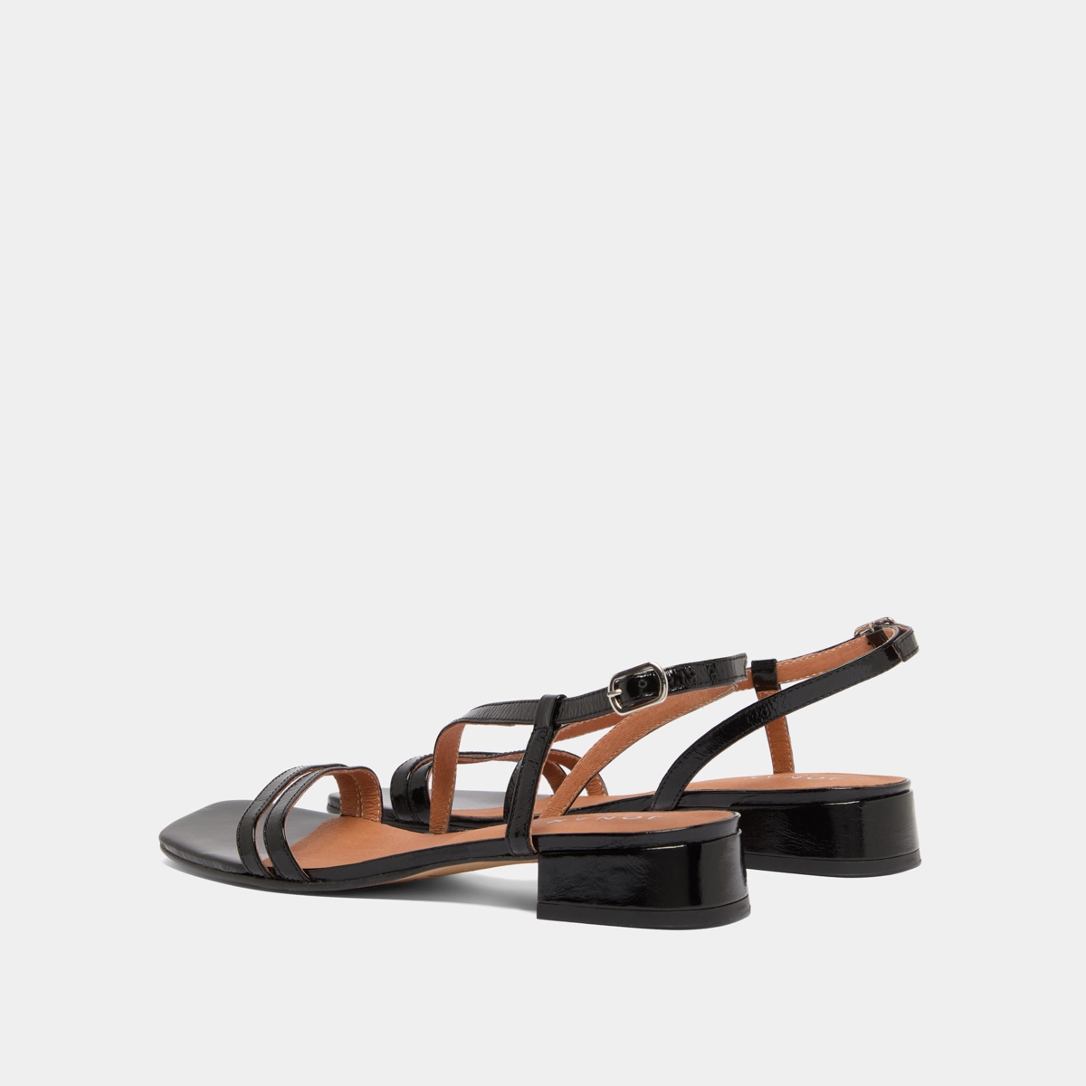Sandales à petits talons en cuir brillant noir | ANAYA | Jonak