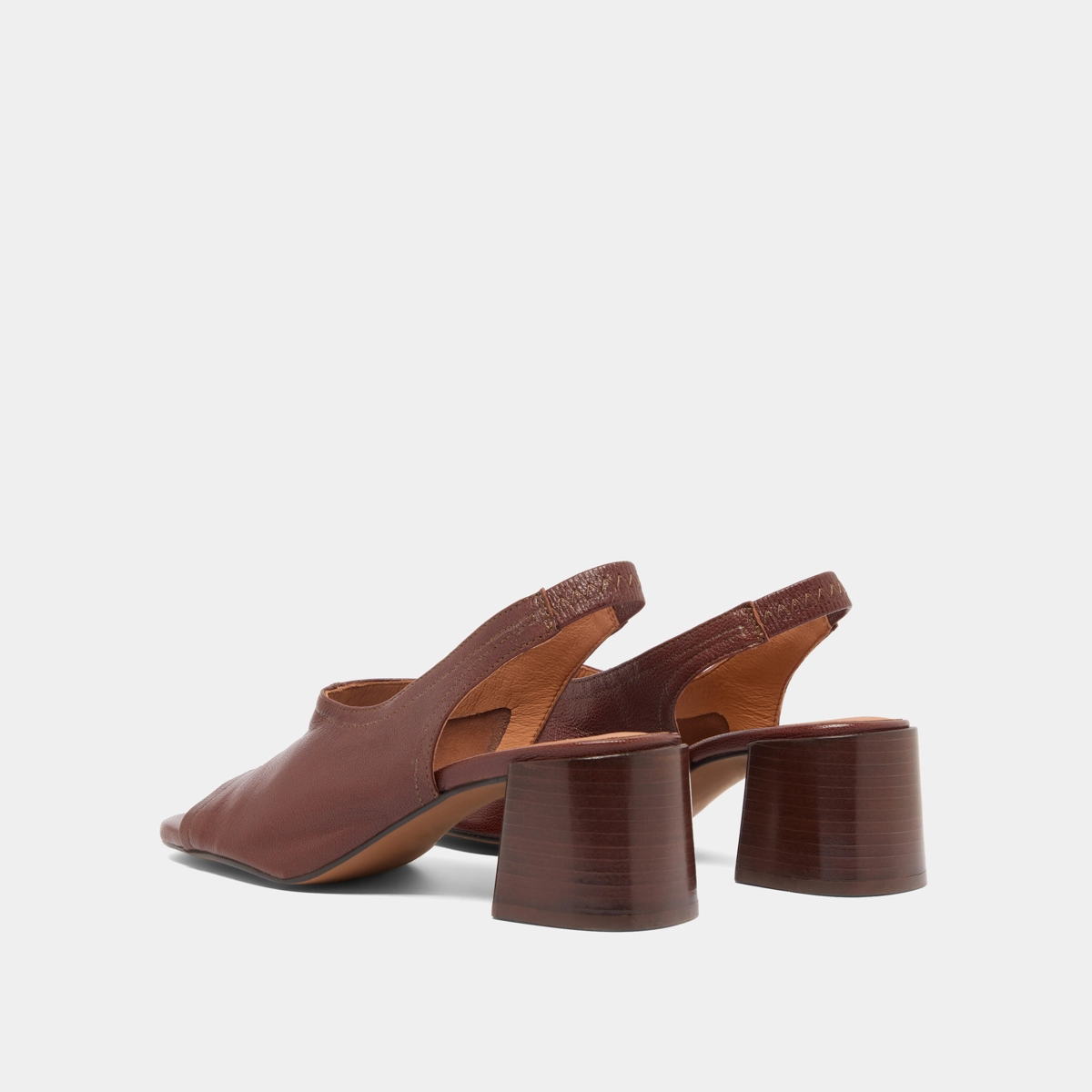 Sandales à bouts ouverts en cuir marron | BROWNIE | Jonak