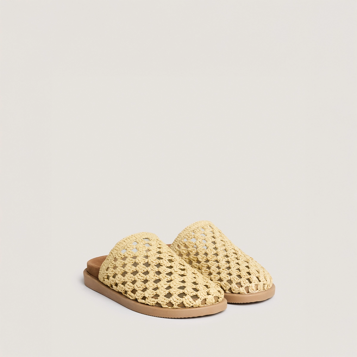 Mules ajour&eacute;es en raphia beige | WOLFANG | Jonak