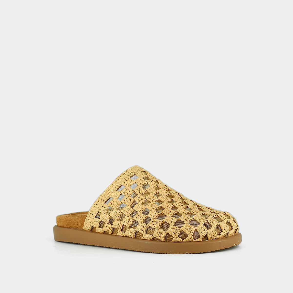 Mules ajour&eacute;es en raphia beige | WOLFANG | Jonak