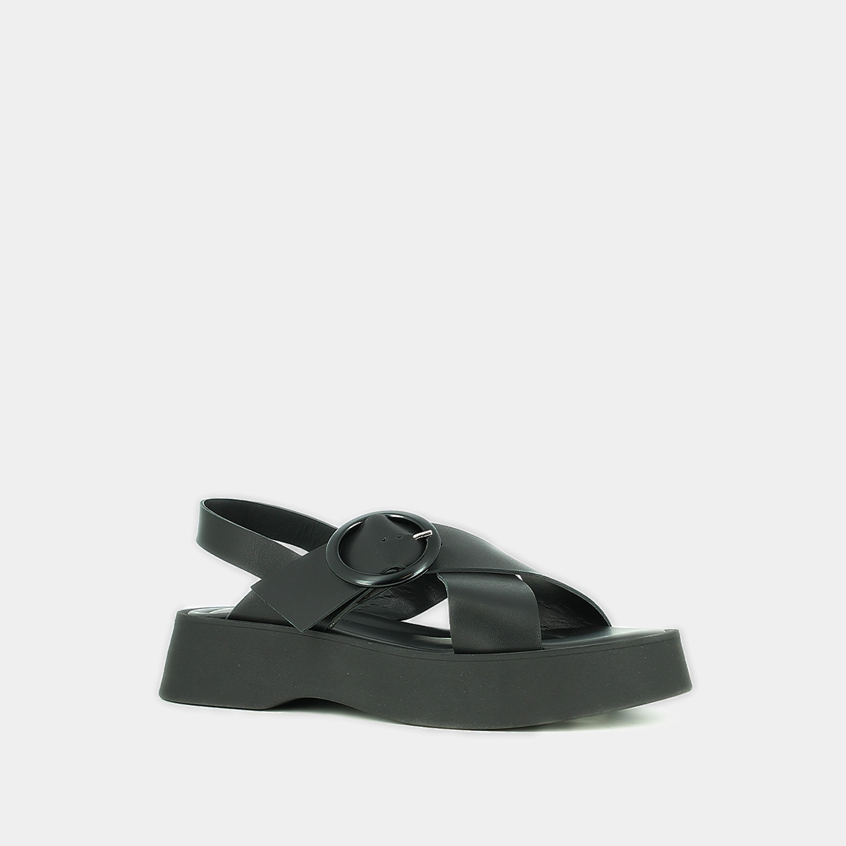 Sandales à plateformes en cuir noir | EMILIA | Jonak