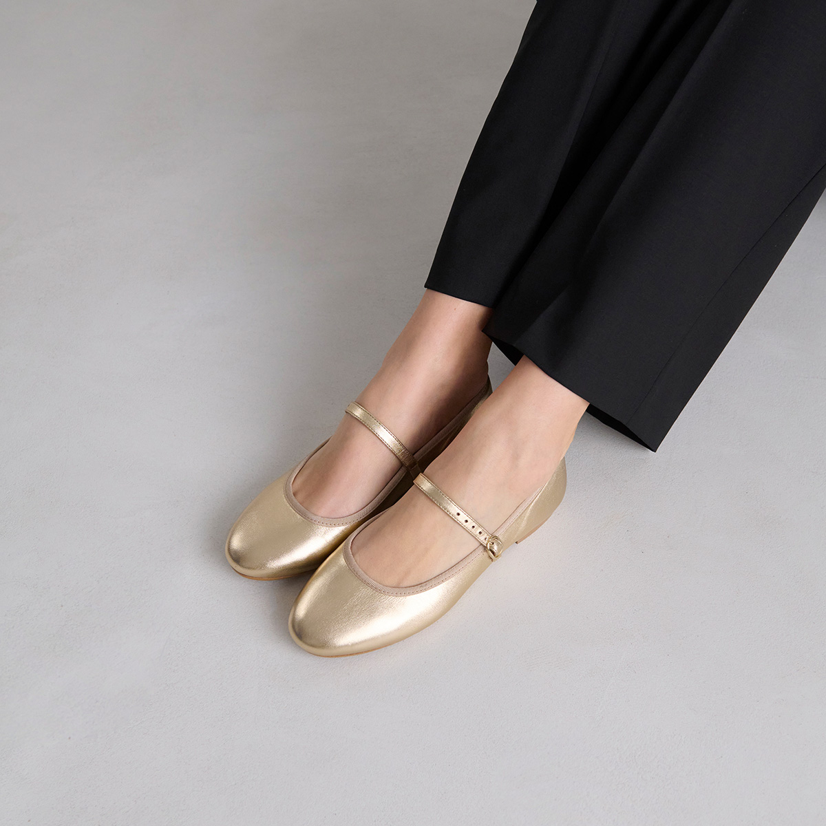 Ballerines à brides en cuir métallisé platine | DOUCEUR | Jonak