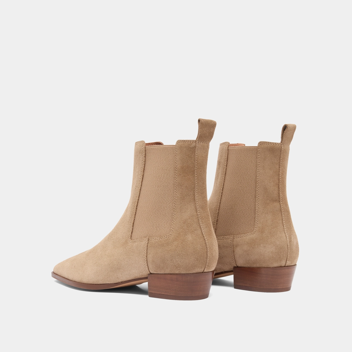 Boots à légers talons biseautés et bouts pointus en croute taupe | PAPAYE | Jonak