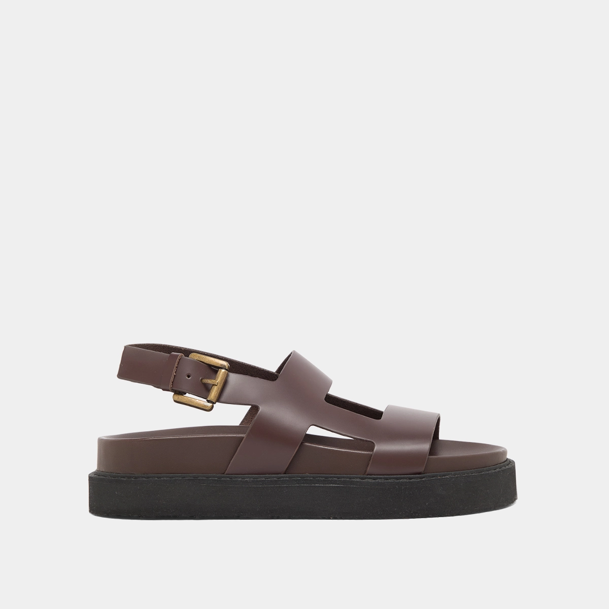 Sandales à brides croisées en cuir glacé marron foncé | LAGUNE | Jonak