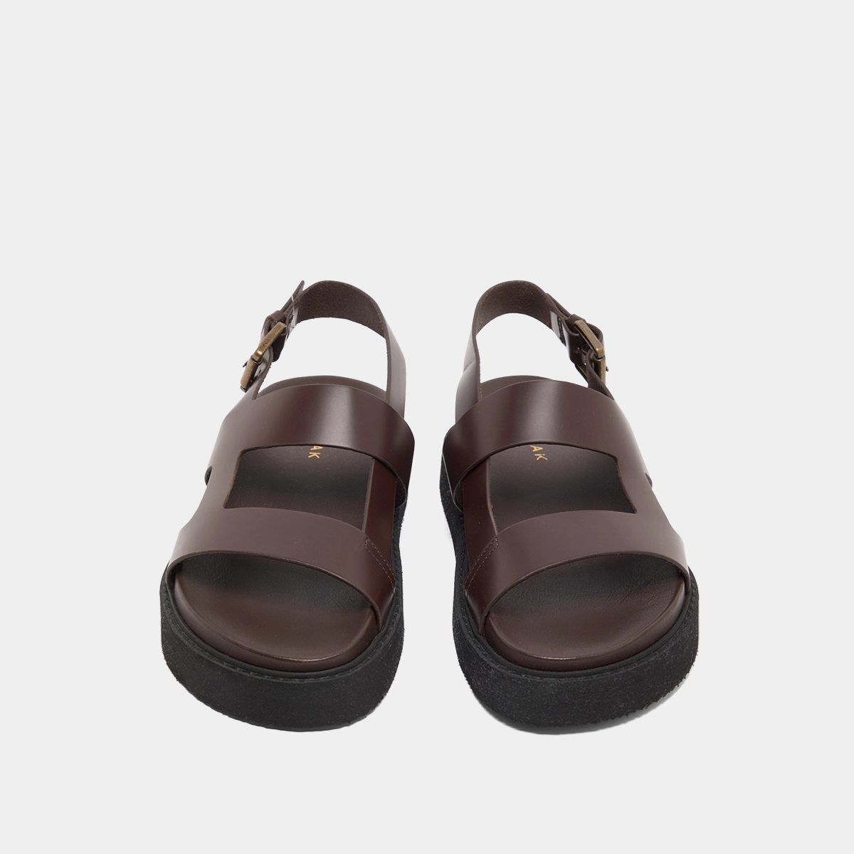 Sandales à brides croisées en cuir glacé marron foncé | LAGUNE | Jonak