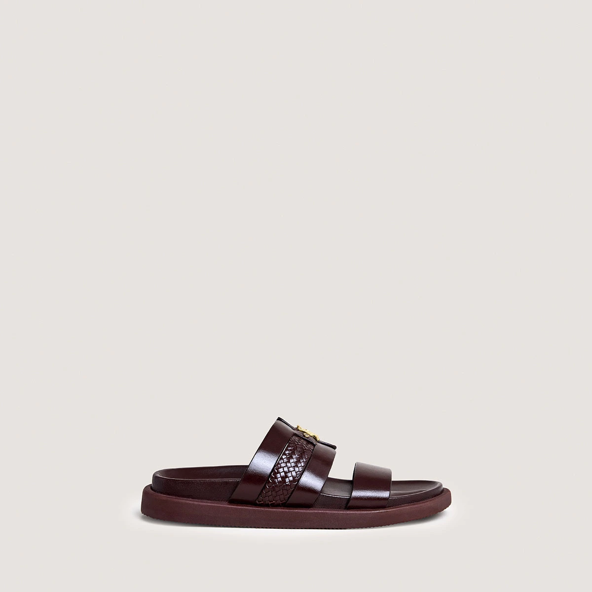 Mules &agrave; monogrammes en cuir marron fonc&eacute; | WAC | Jonak