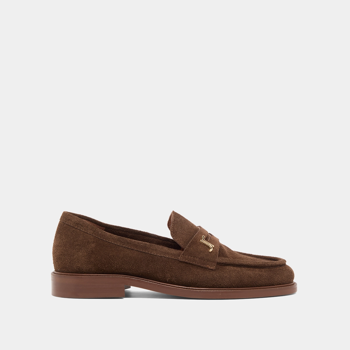 Mocassins &agrave; bouts ronds et monogrammes en cro&ucirc;te marron | DUEDI | Jonak