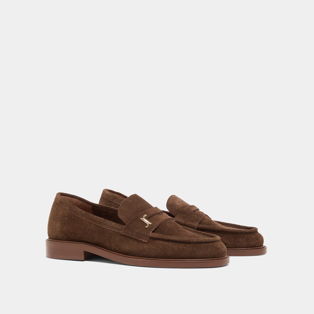 Mocassins &agrave; bouts ronds et monogrammes en cro&ucirc;te marron | DUEDI | Jonak