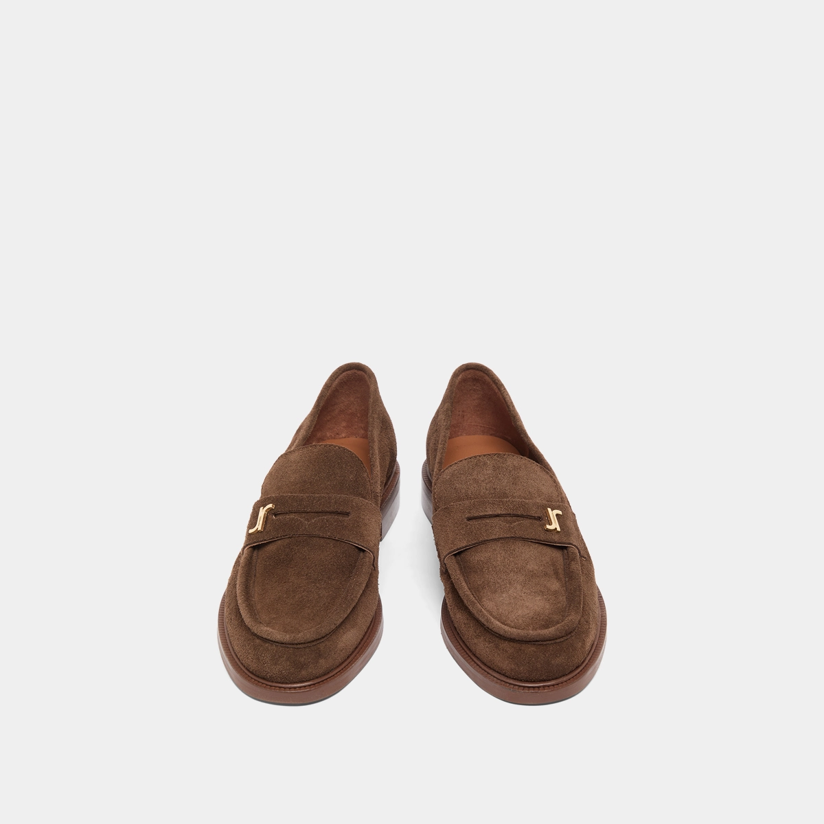 Mocassins &agrave; bouts ronds et monogrammes en cro&ucirc;te marron | DUEDI | Jonak