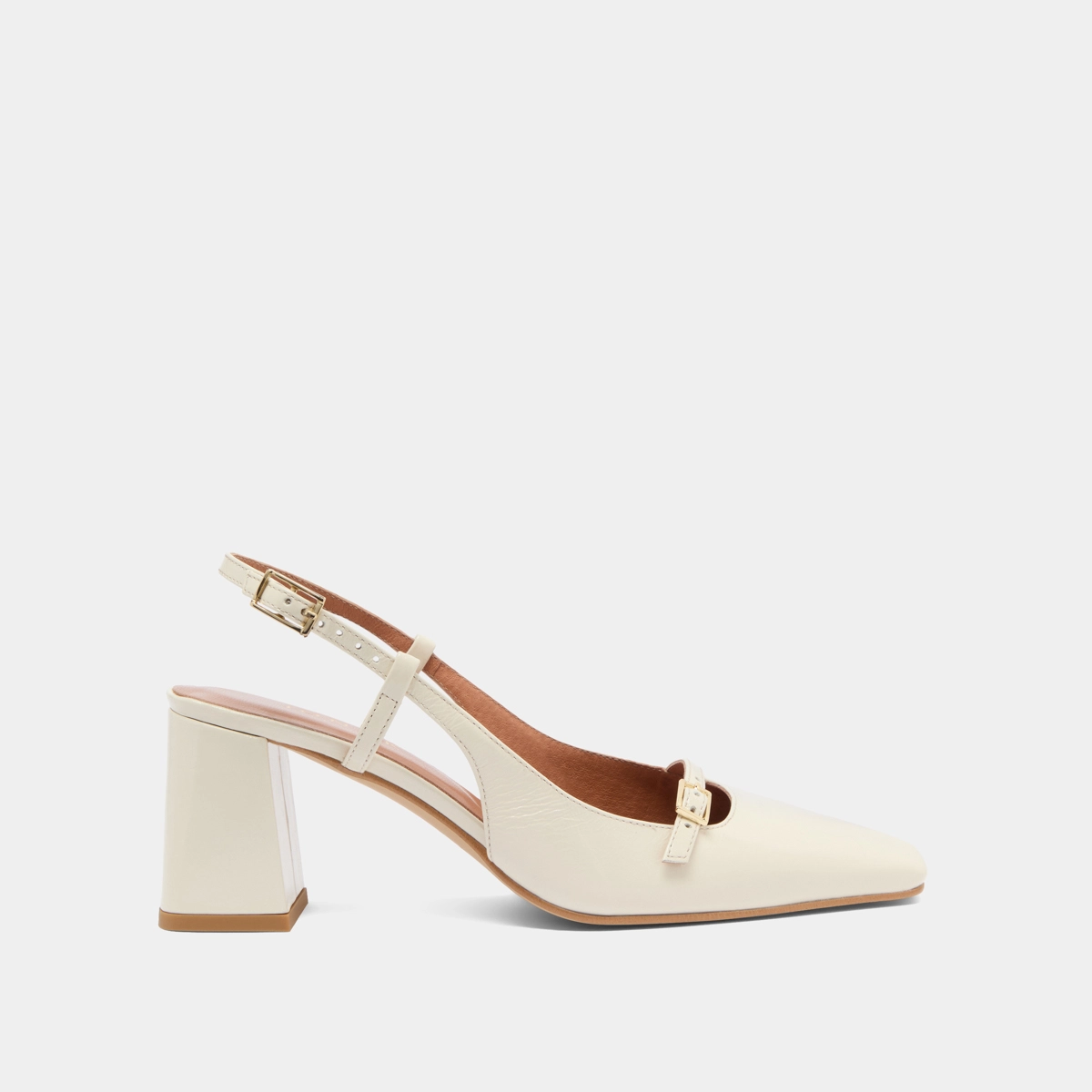 Slingbacks à talons en cuir brillant écru | DADELLE | Jonak