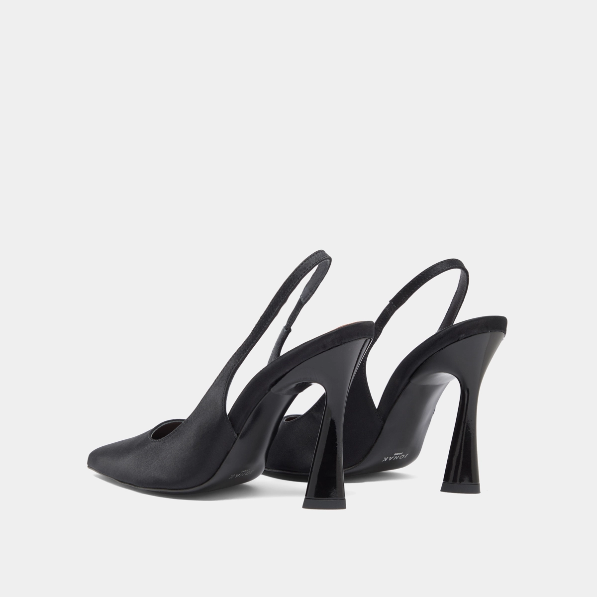 Escarpins slingbacks &agrave; bouts pointus en satin noir | DRESSY | Jonak