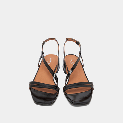 Sandales à petits talons en cuir brillant noir | ANAYA | Jonak