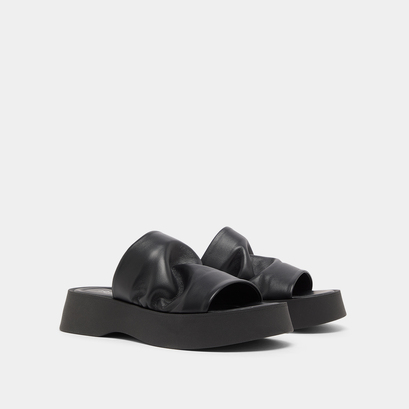 Mules à plateformes en cuir noir | ERNEST | Jonak