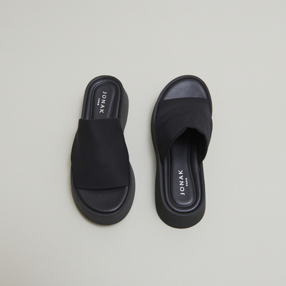 Mules à plateformes en textile noir | ESTEBAN | Jonak