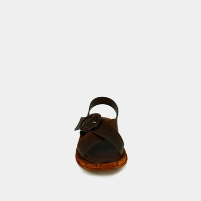 Sandales à lanières entrecroisées cognac