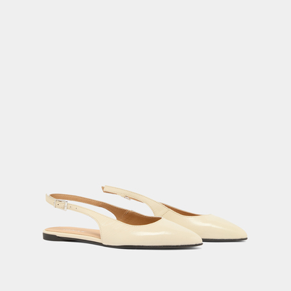 Ballerines slingbacks en vernis plissé ecru | NOA | Jonak